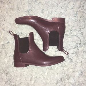 Plum rain booties